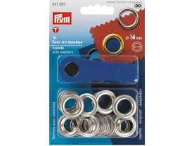 Eyelets with Washers Prym in Silver color, 14mm