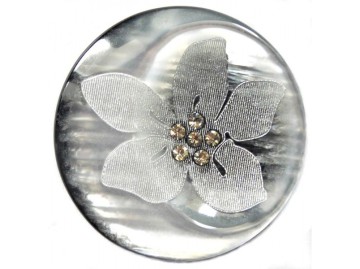 デザインボタン花の形ガンメタルストーン付　MA-2330 グレー
