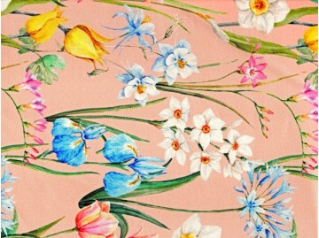 Designer Printed Mikado Fabric for Evening Dresses, Des. Narcissus