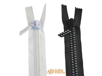 Zippers with two Lines of Rhinestones, 60 cm