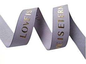 Grosgrain Ribbon Tape 25mm with Metallic Embossed Logo Print