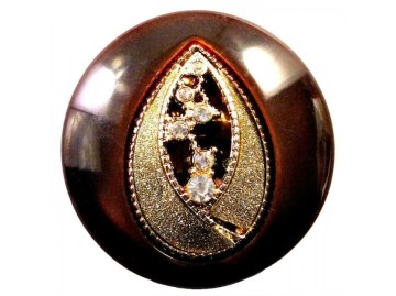 Button with Crystal Rhinestones and Glitter - Art: JK 309, 27mm	