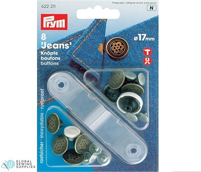 Prym – Boutons pour Jean 17mm (Paquet de 8 pièces)