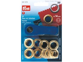Eyelets with Washers Prym in gold color, 14mm