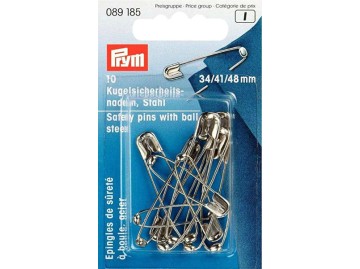 Safety pins PRYM 34/41/48 mm with ball silver-coloured